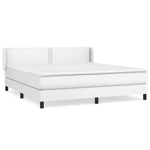 vidaXL Boxspringbett mit Matratze Weiß 160x200 cm Kunstleder vidaXL Boxspringbett mit Matratze Weiß 160x200 cm Kunstleder