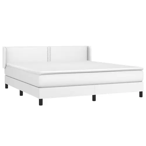 vidaXL Boxspringbett mit Matratze Weiß 160x200 cm Kunstleder vidaXL Boxspringbett mit Matratze Weiß 160x200 cm Kunstleder