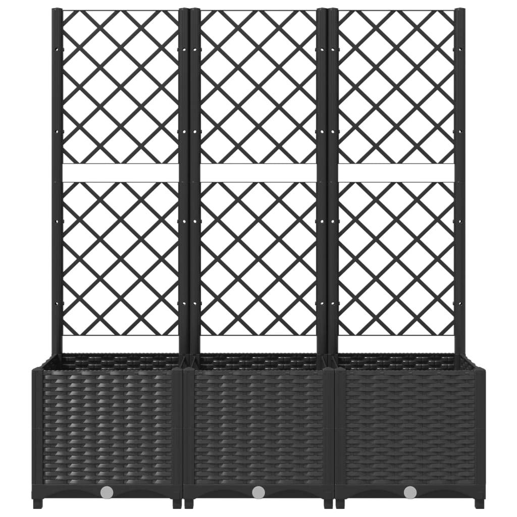 vidaXL Pflanzkübel mit Spalier Schwarz 120x40x136 cm PP