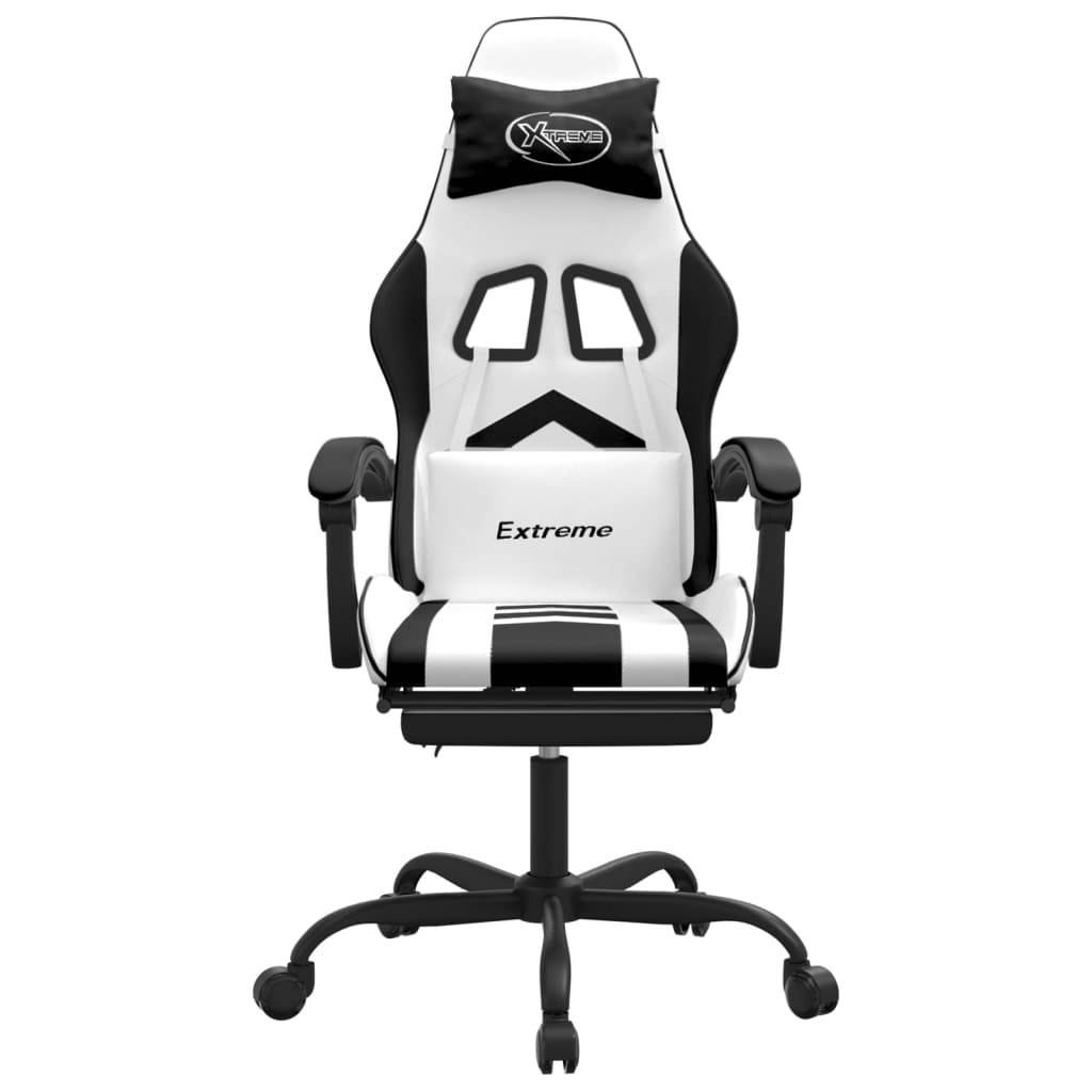 vidaXL Gaming-Stuhl mit Fußstütze Weiß und Schwarz Kunstleder