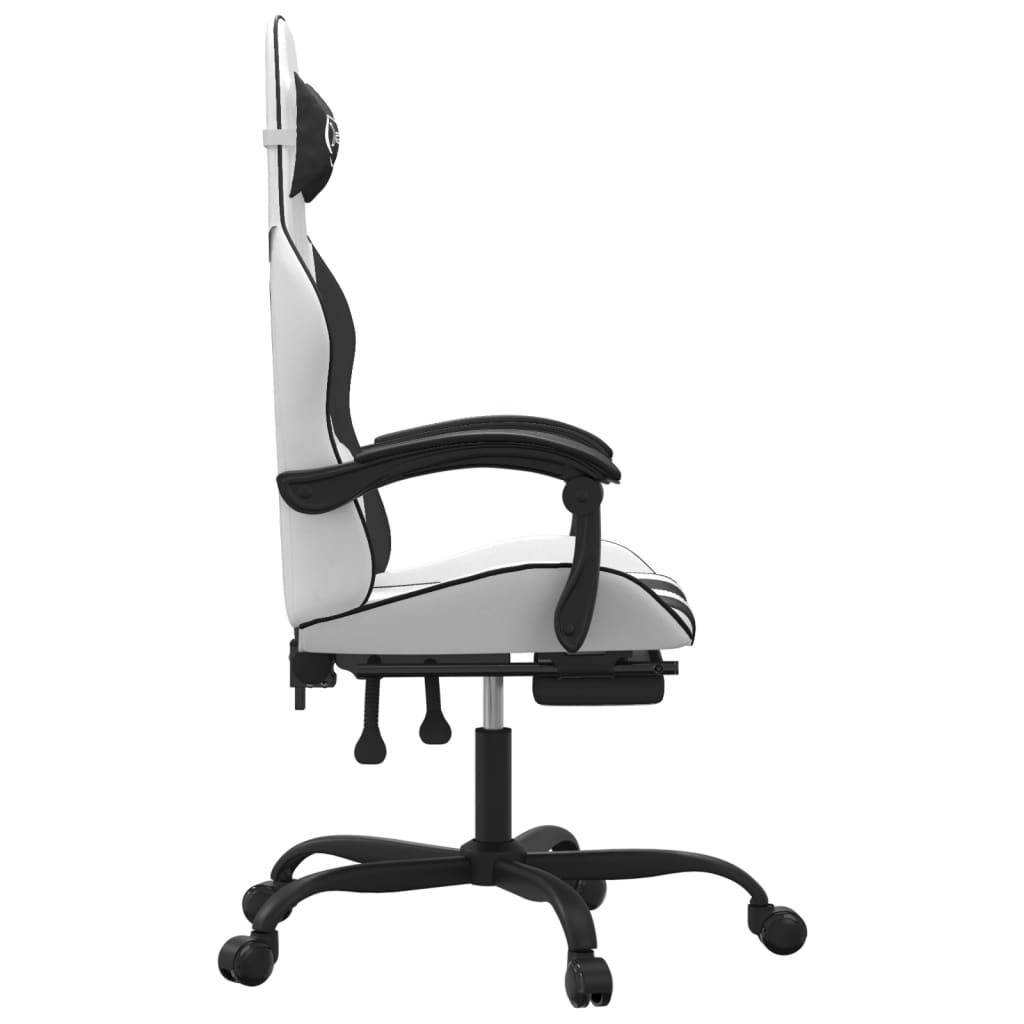 vidaXL Gaming-Stuhl mit Fußstütze Weiß und Schwarz Kunstleder
