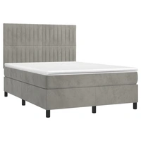 vidaXL Boxspringbett mit Matratze Hellgrau 140x190 cm Samt vidaXL Boxspringbett mit Matratze Hellgrau 140x190 cm Samt