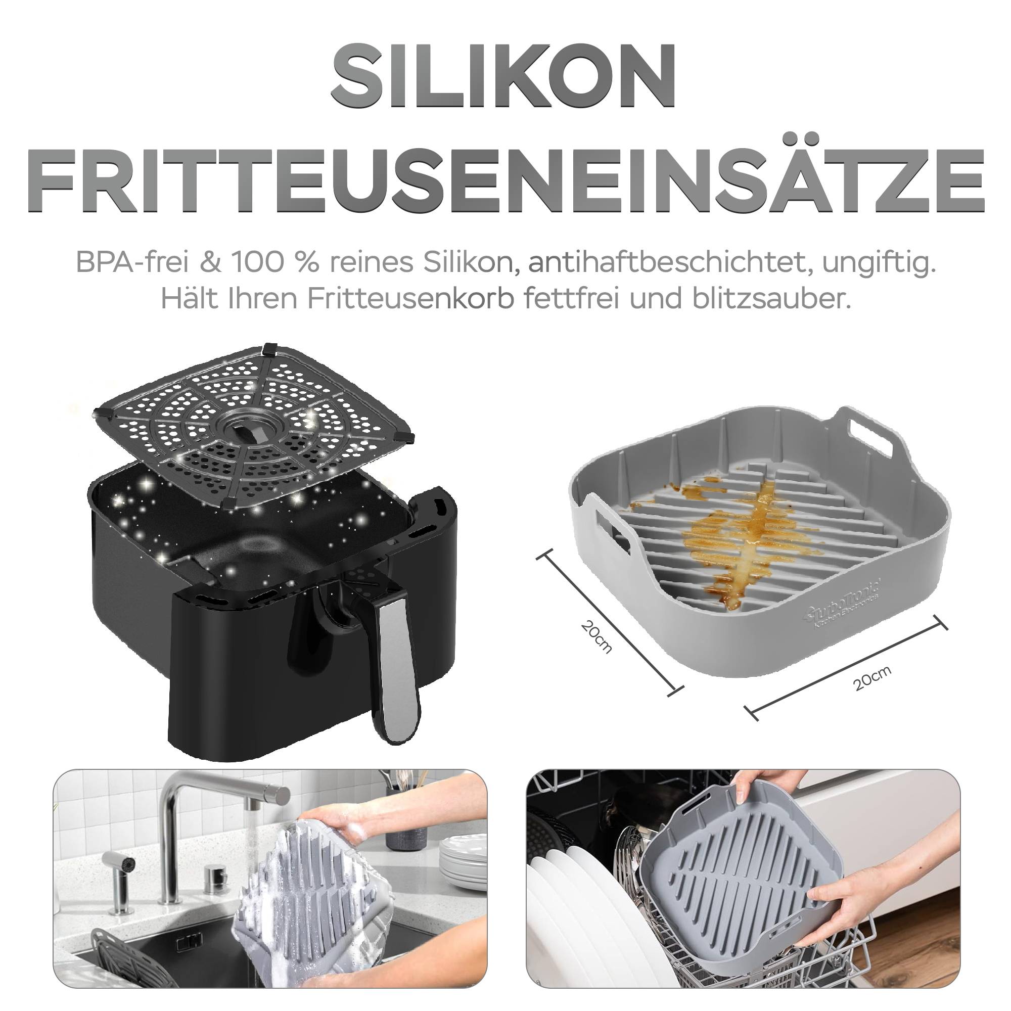 Heissluftfritteuse XL, 5 Liter - AF12 - digitale XL Heißluftfritteuse, 10 Programme, Airfryer, Fritteuse ohne Fett / Öl, 100°C - 200°C Airfryer Lu