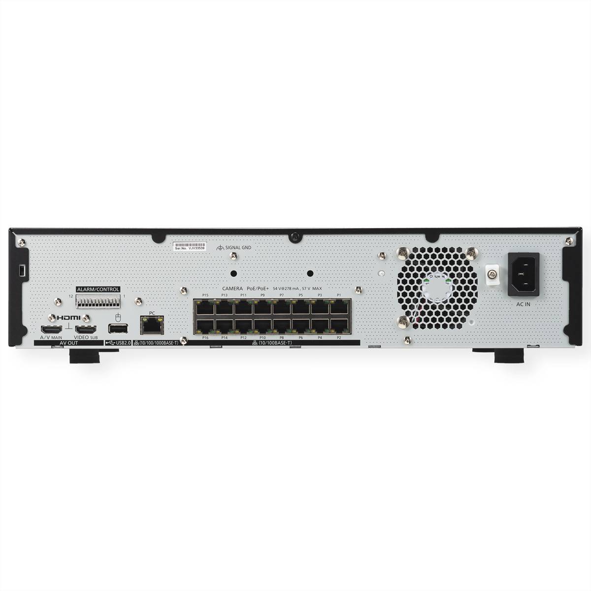 i-PRO WJ-NU301 NVR, 16 Kamerakanäle, 16x 100Mbps (POE), 1x 1.000 Mpbs