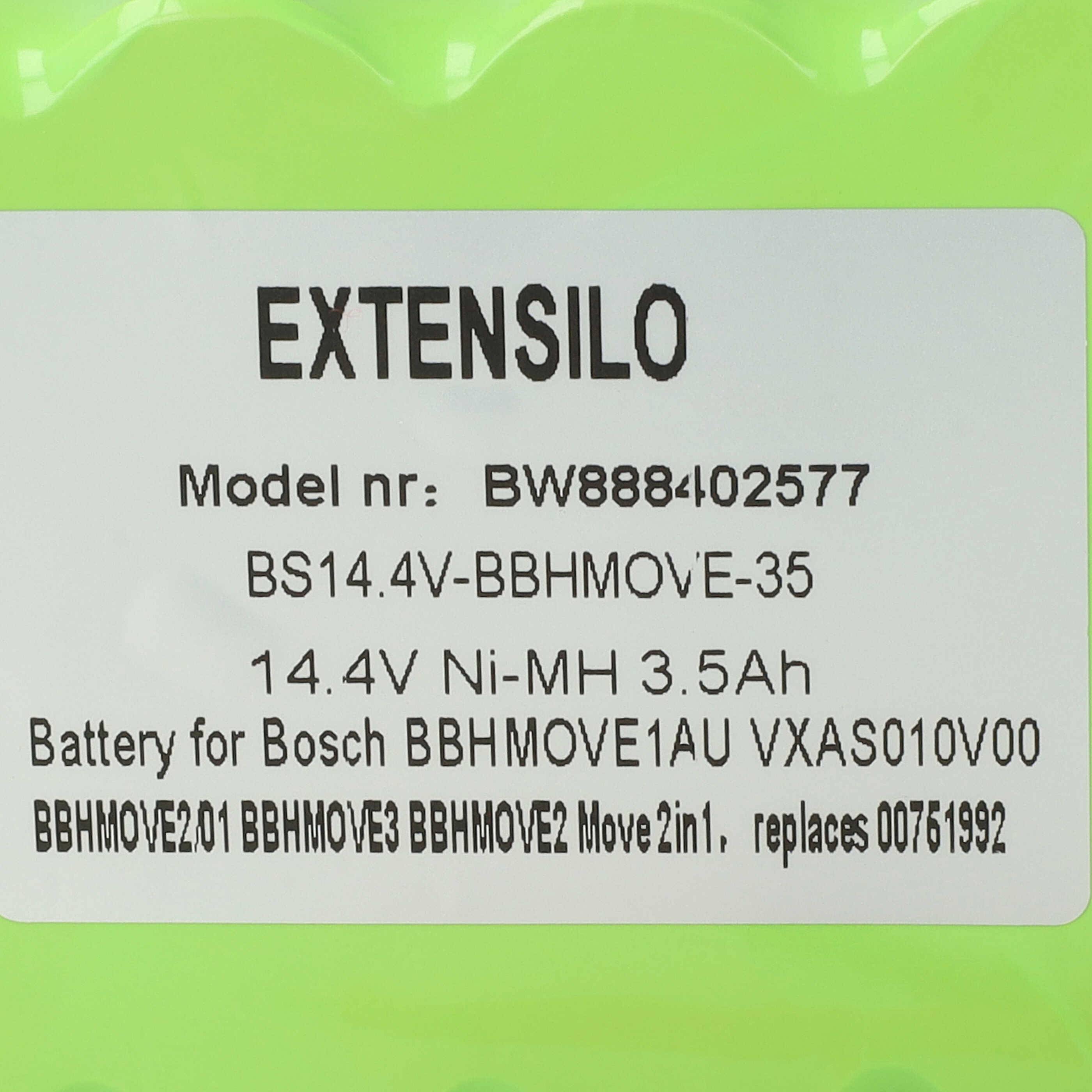 EXTENSILO Akku kompatibel mit Euro Pro Shark EV729, Pet Perfect Bagless, SV70, SV70 Pet Perfect Staubsauger (3500 mAh, 14,4 V, NiMH)