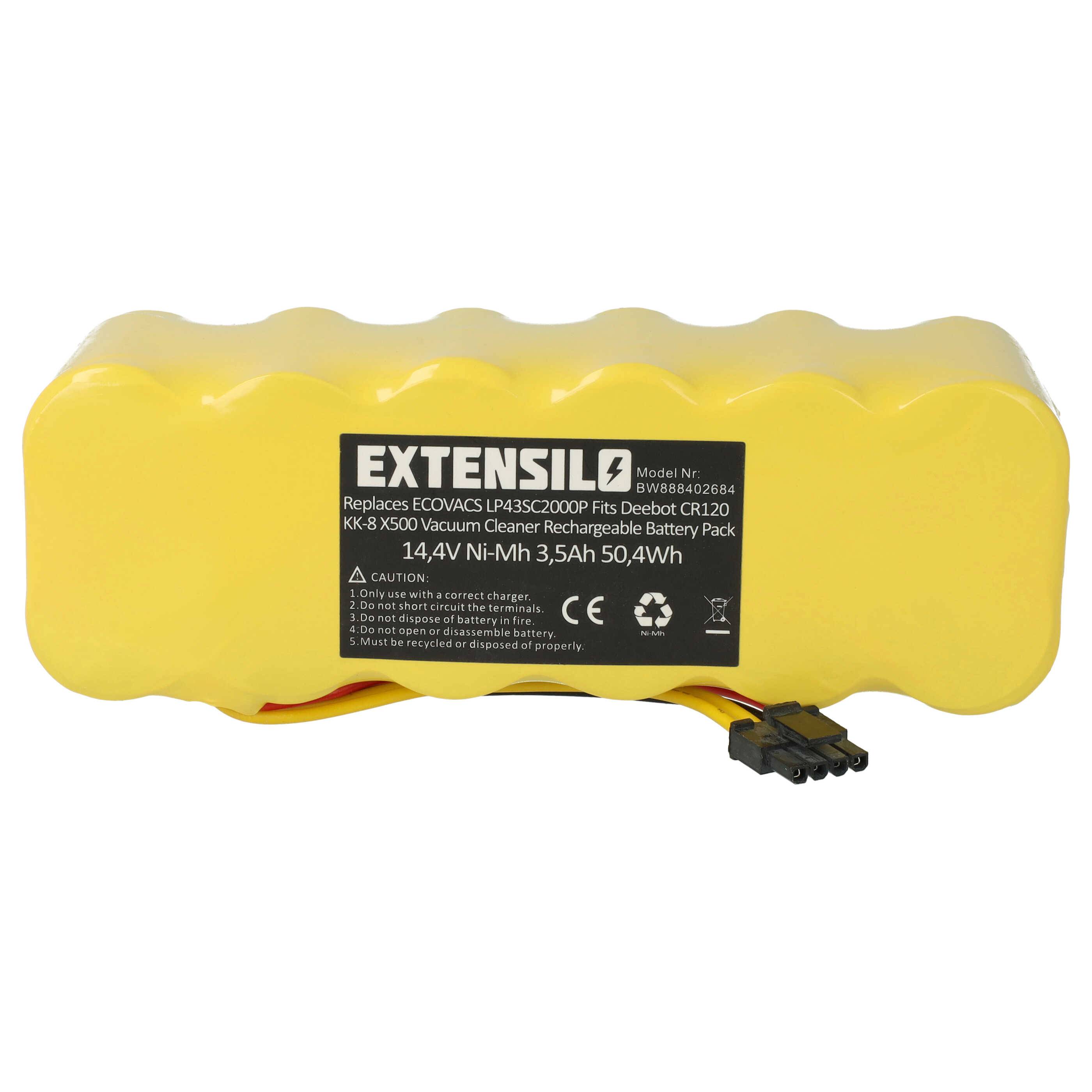 EXTENSILO Akku kompatibel mit Midea R1-L10D, MIDEA R1-L102B Staubsauger (3500 mAh, 14,4 V, NiMH)