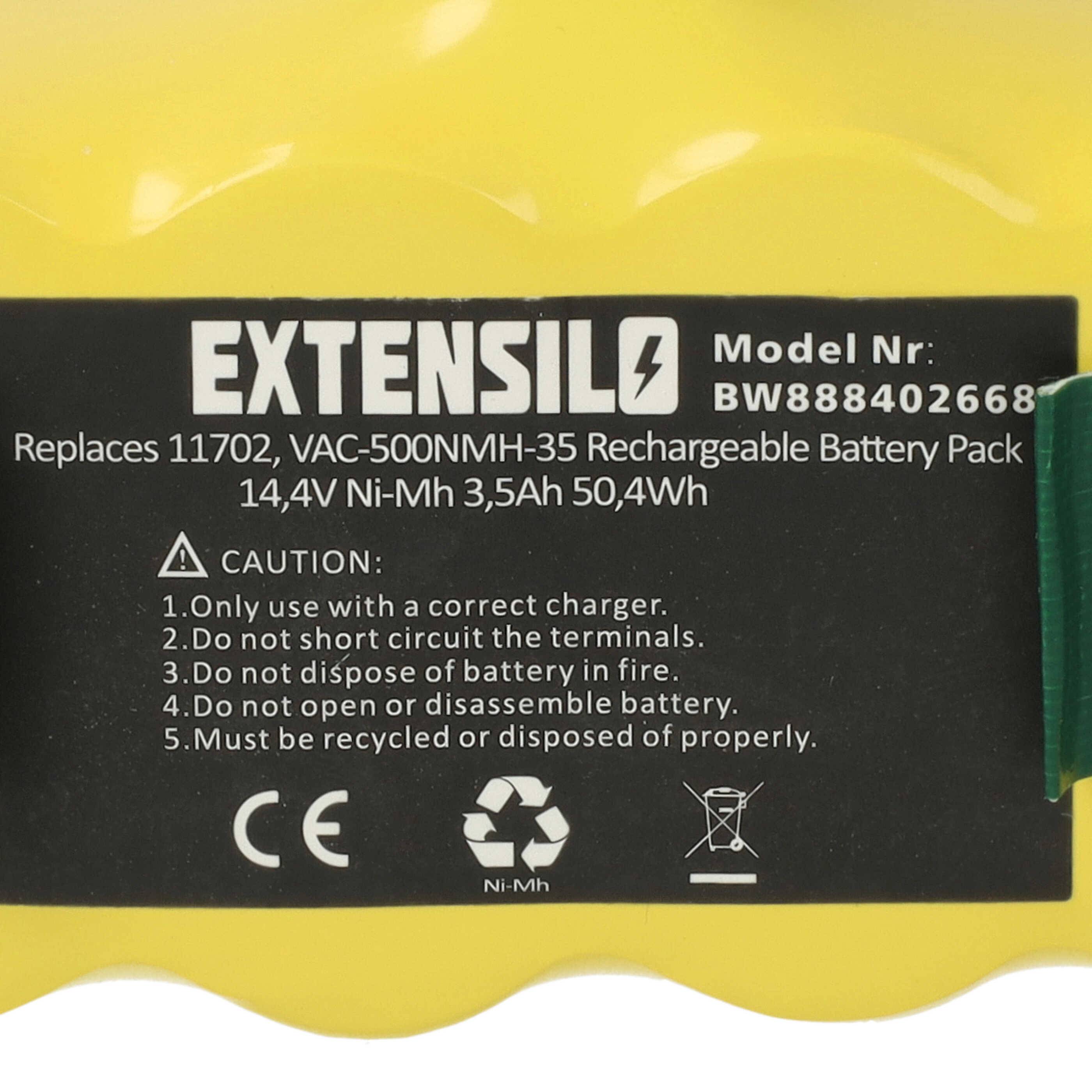 EXTENSILO Akku Ersatz für 80501e, 80601, 11702, 68939, 80501, 855714, 4419696 für Saugroboter (3500 mAh, 14,4 V, NiMH)