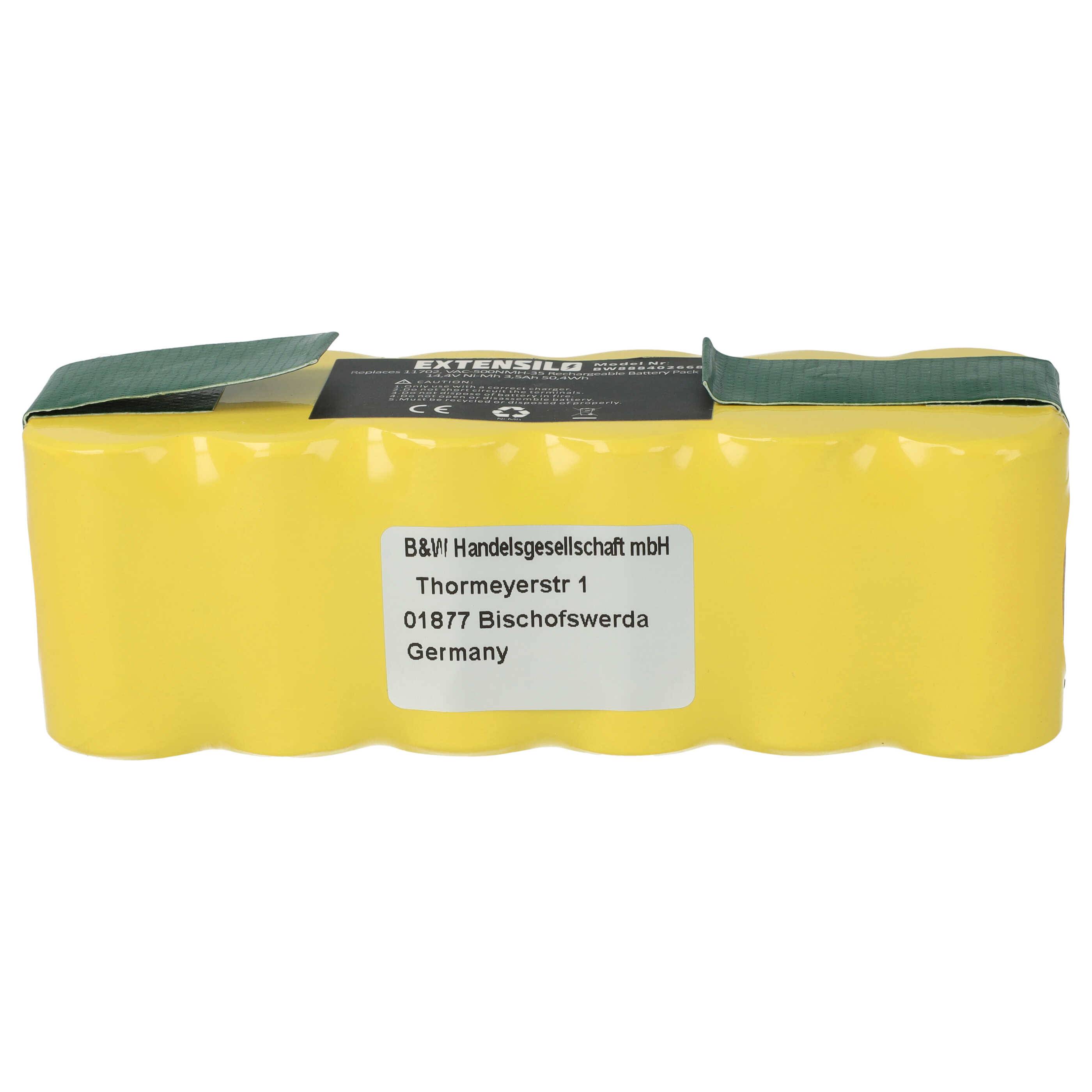 EXTENSILO Akku kompatibel mit iRobot Roomba 581, 580, 570, 605, 611, 583, 610, 590, 582, 572, 577 Saugroboter (3500 mAh, 14,4 V, NiMH)