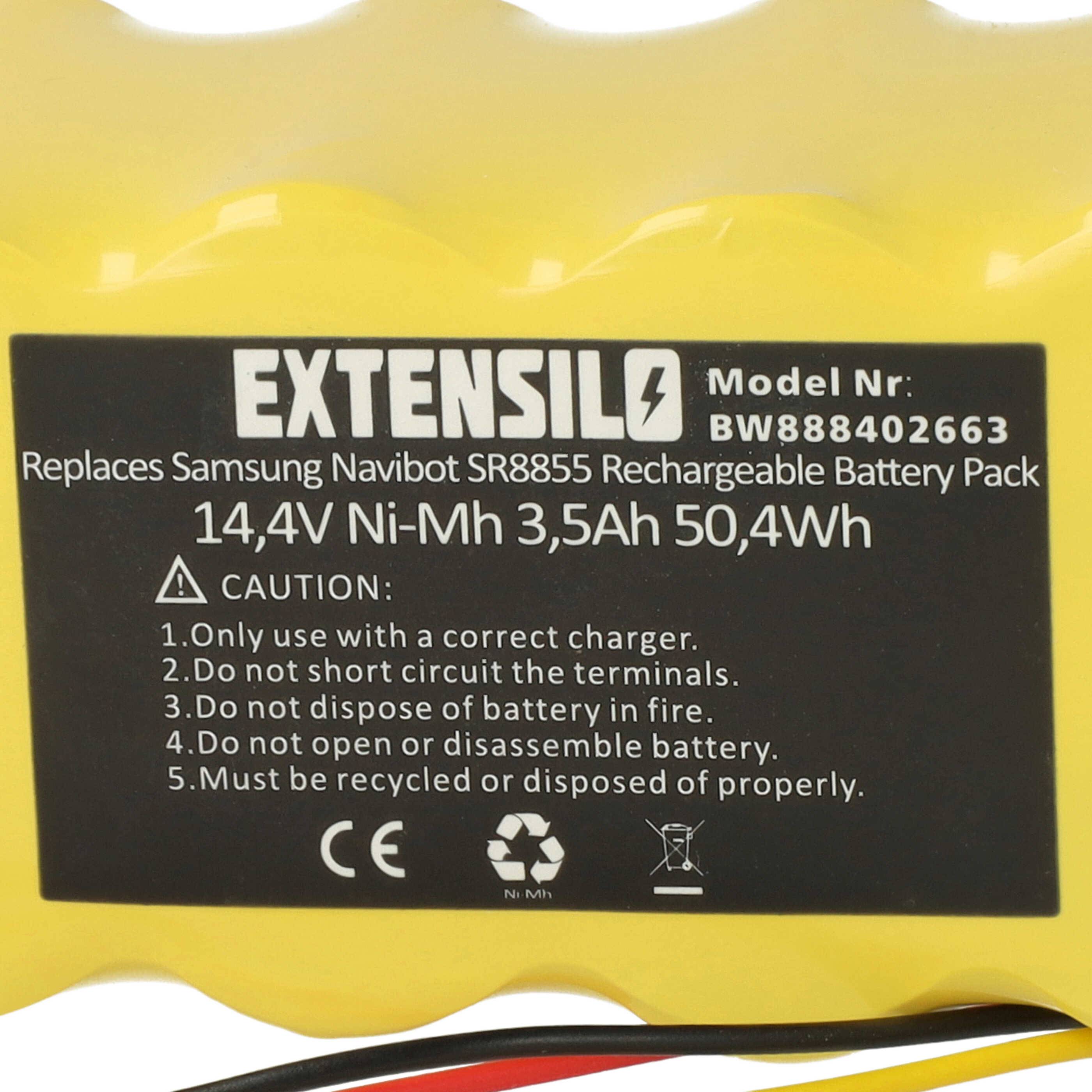 EXTENSILO 1x Akku kompatibel mit Samsung Navibot SR8848, SR8849, SR8877, SR8850, SR8855, SR8857, SR8875 Staubsauger (3500 mAh, 14,4 V, NiMH)
