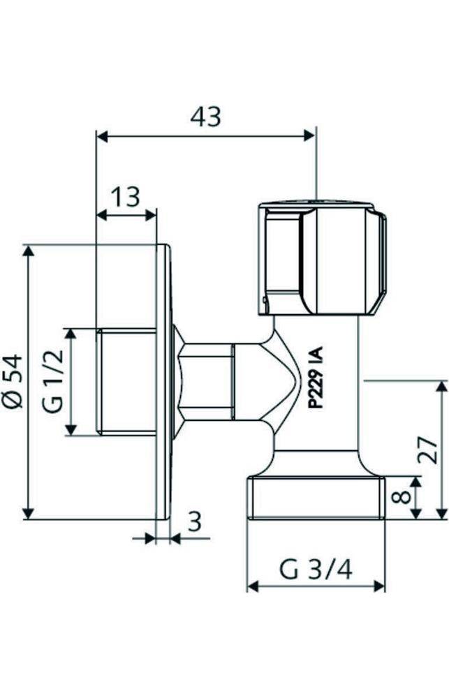 SCHELL Geräteanschlussventil chrom, mit COMFORT-Griff 1/2Zollx3/4Zoll