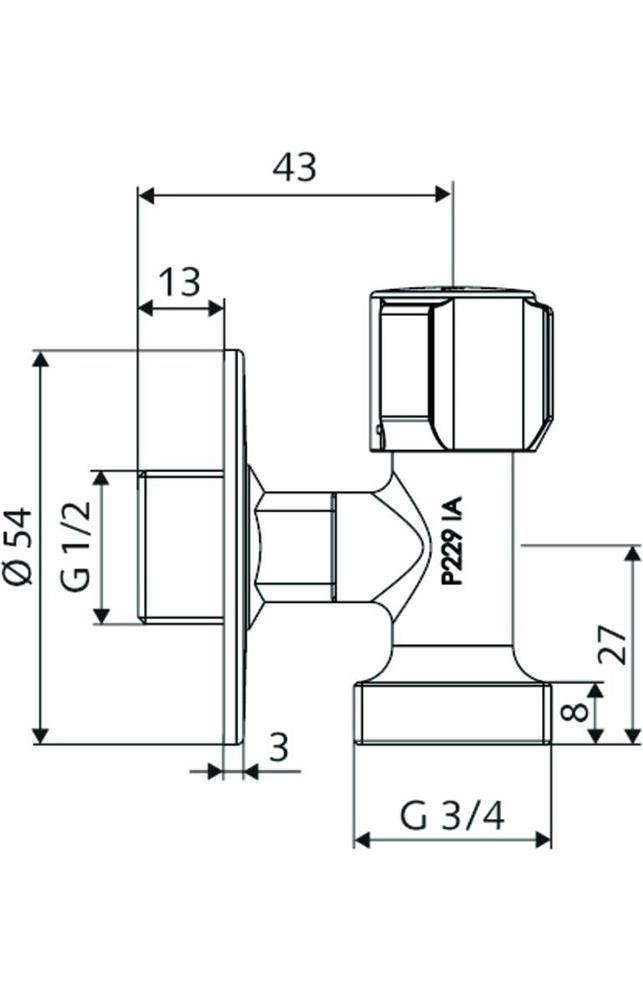 SCHELL Geräteanschlussventil chrom, mit COMFORT-Griff 1/2Zollx3/4Zoll