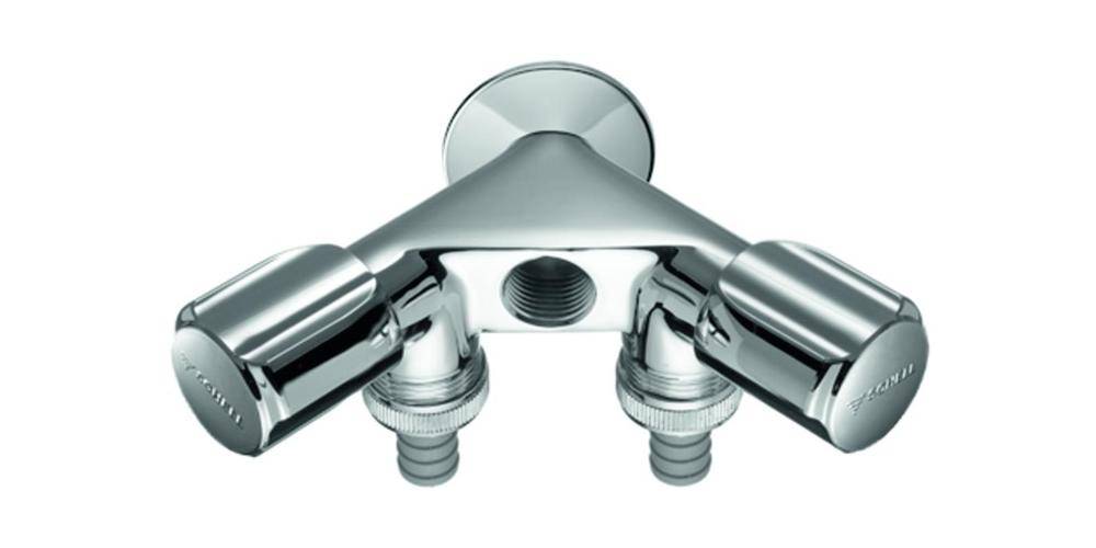 SCHELL NA-Doppelventil COMFORT chrom, 2x Schlauchanschlüsse 1/2Zoll IG