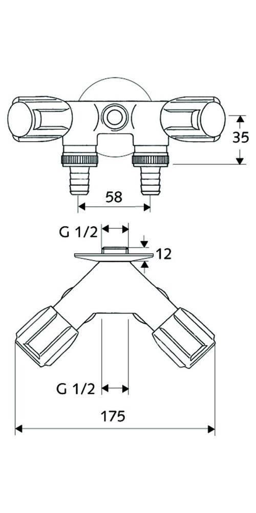 SCHELL NA-Doppelventil COMFORT chrom, 2x Schlauchanschlüsse 1/2Zoll IG