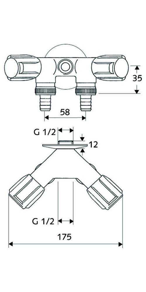 SCHELL NA-Doppelventil COMFORT chrom, 2x Schlauchanschlüsse 1/2Zoll IG