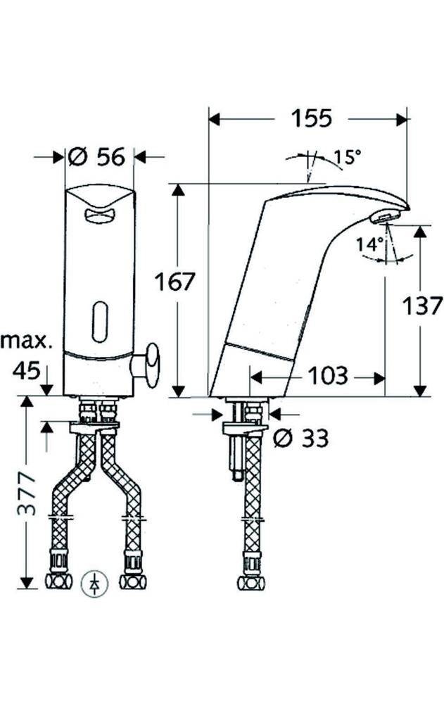 SCHELL Elektronische WT-Armatur VENUS Typ HD-M, Batteriebetrieb chrom