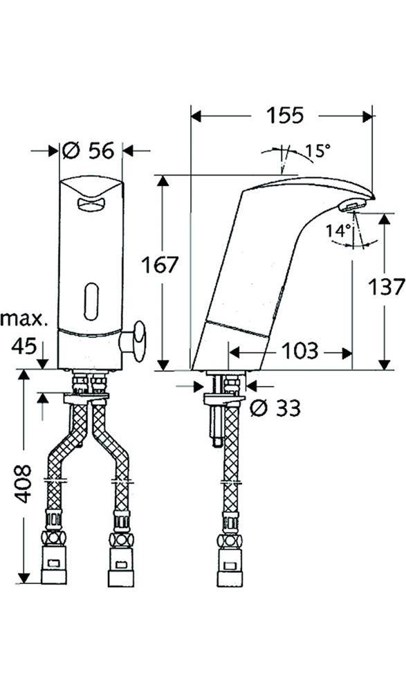 SCHELL Elektronische WT-Armatur VENUS Typ HD-M, Batteriebetrieb chrom