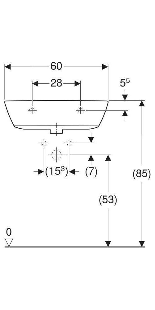 Geberit Waschtisch RENOVA mit Hahnloch mit Überlauf 600x480mm weiß