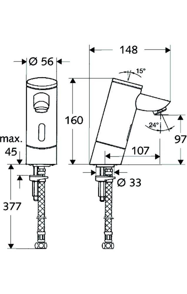 SCHELL Elektronische WT-Armatur PURIS E Typ HD-K, Batteriebetrieb