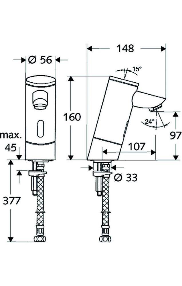 SCHELL Elektronische WT-Armatur PURIS E Typ HD-K, Batteriebetrieb