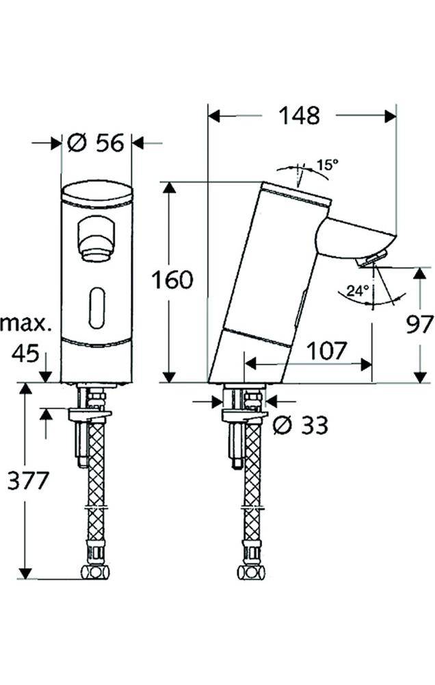 SCHELL Elektronische WT-Armatur PURIS E Typ HD-K, Batteriebetrieb