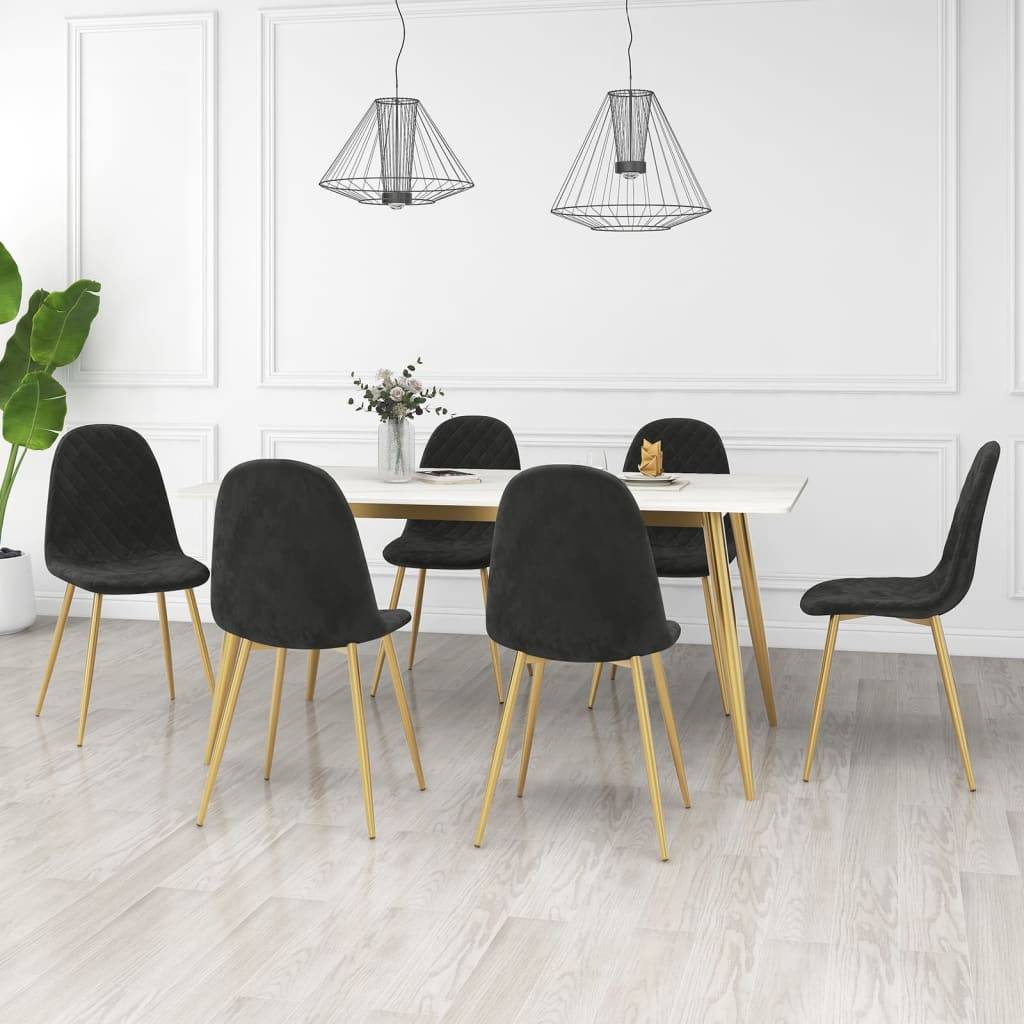 vidaXL Esszimmerstühle 6 Stk. Schwarz Samt