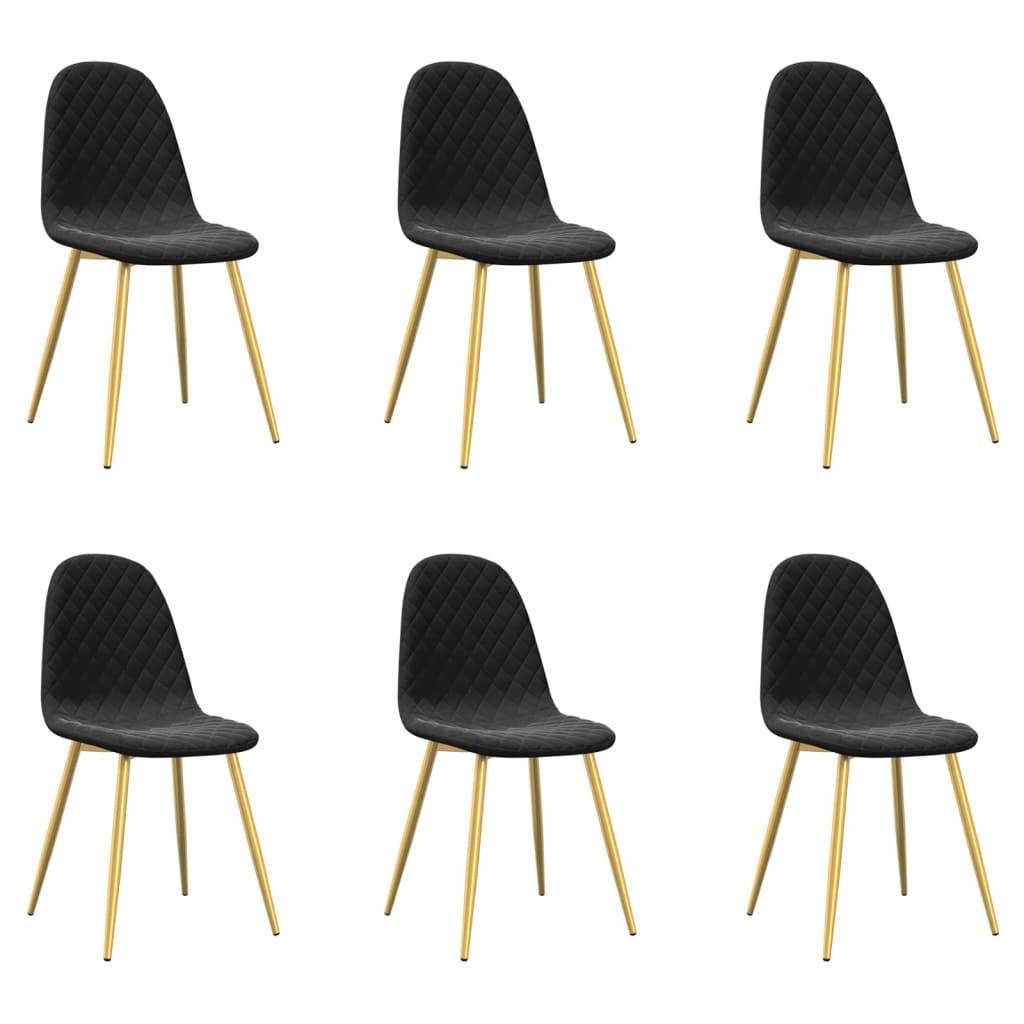 vidaXL Esszimmerstühle 6 Stk. Schwarz Samt