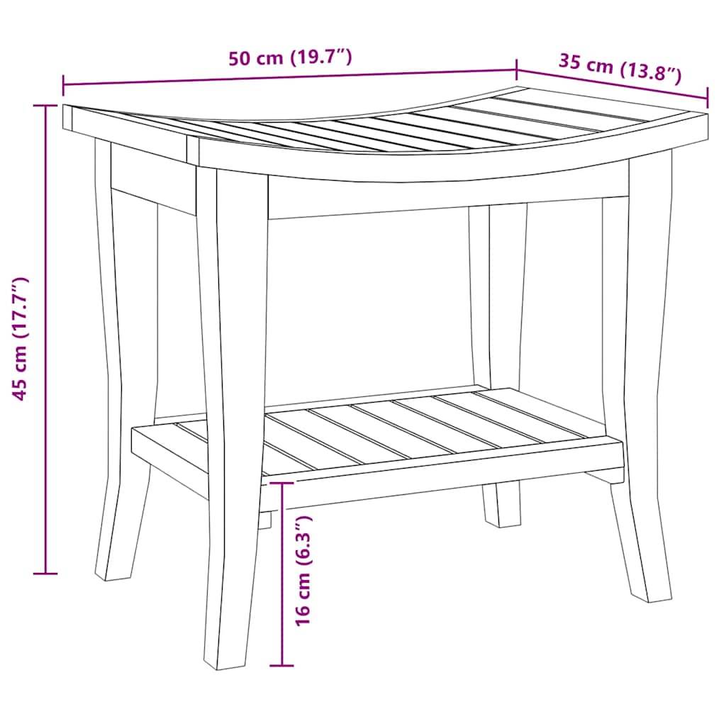 vidaXL Badezimmer-Beistelltisch 50x35x45 cm Massivholz Teak