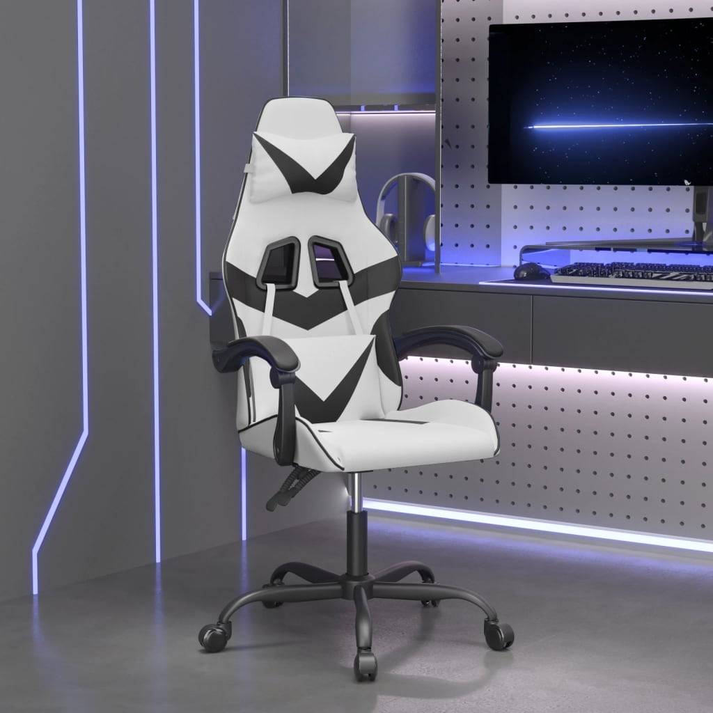 vidaXL Gaming-Stuhl Weiß und Schwarz Kunstleder