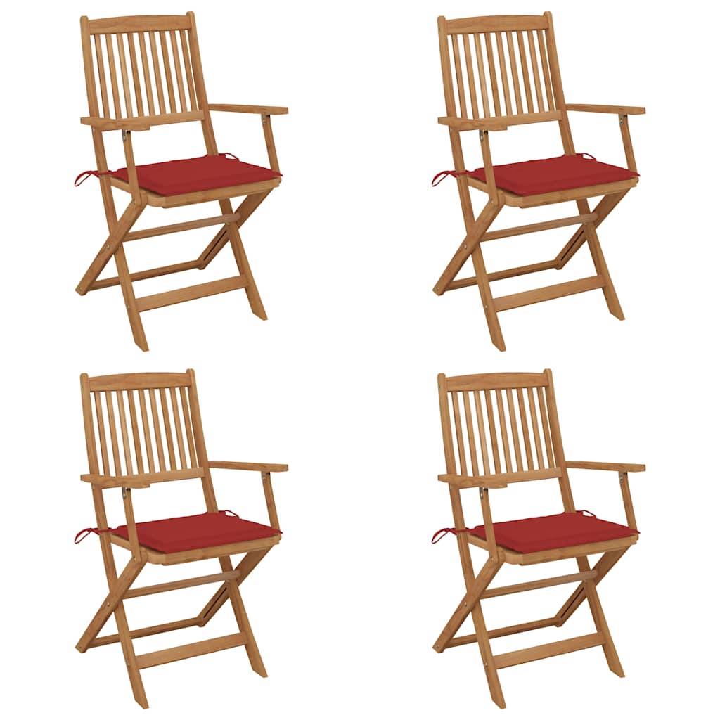 vidaXL Klappbare Gartenstühle 4 Stk. mit Kissen Massivholz Akazie