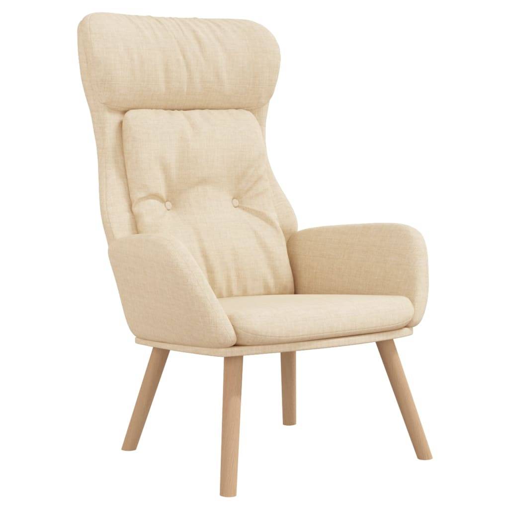 vidaXL Relaxsessel mit Hocker Creme Stoff
