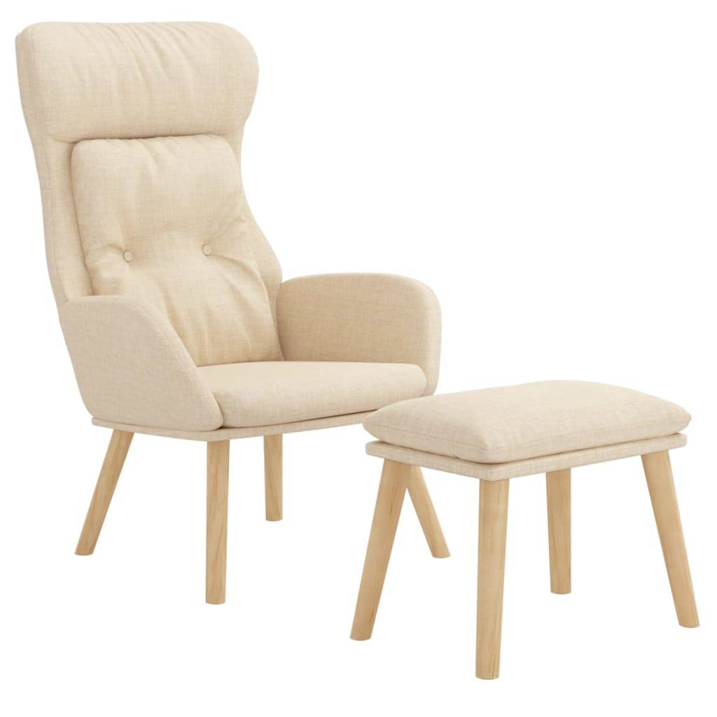 vidaXL Relaxsessel mit Hocker Creme Stoff