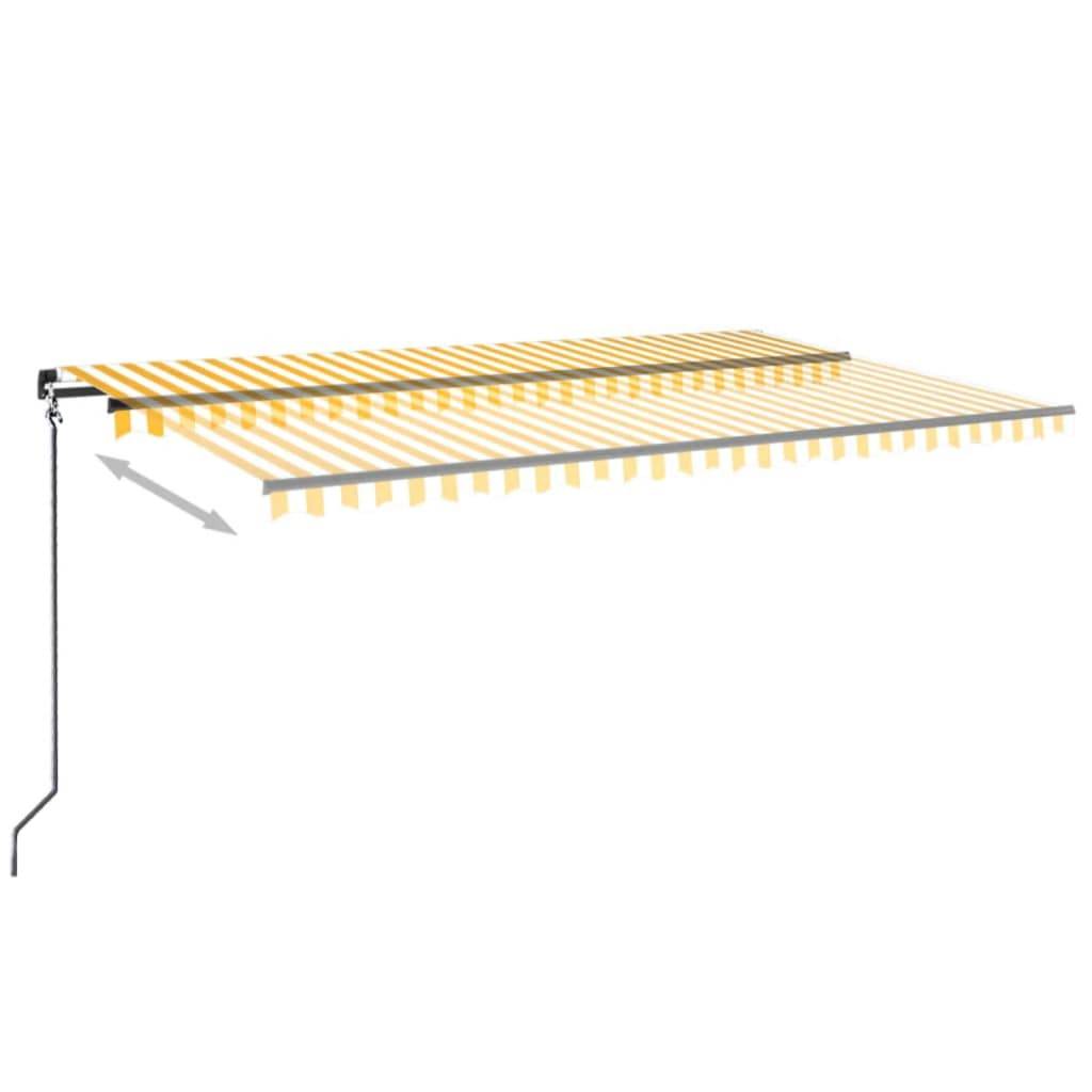 vidaXL Markise Manuell Einziehbar mit LED 500x350 cm Gelb & Weiß