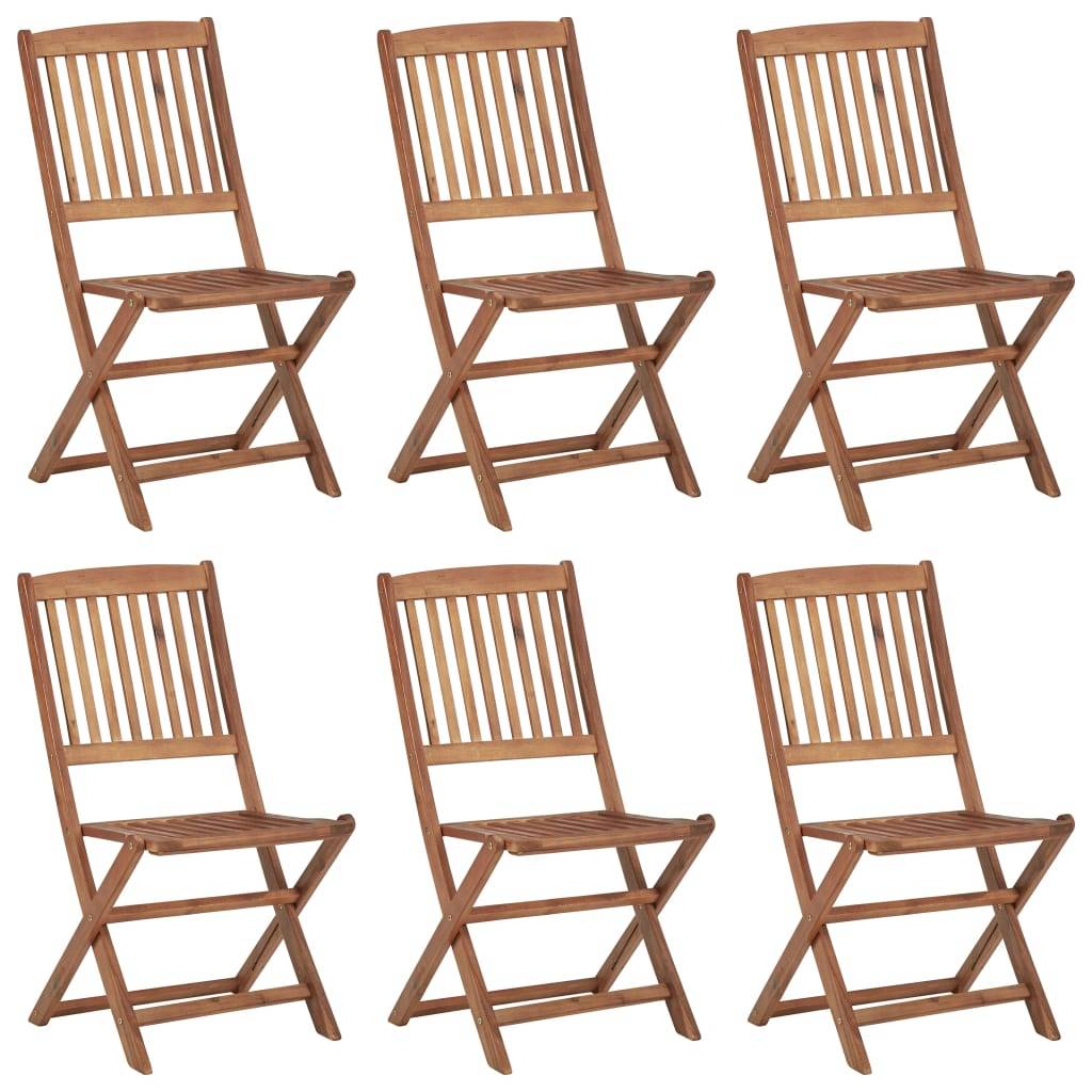 vidaXL Klappbare Gartenstühle 6 Stk. mit Kissen Massivholz Akazie