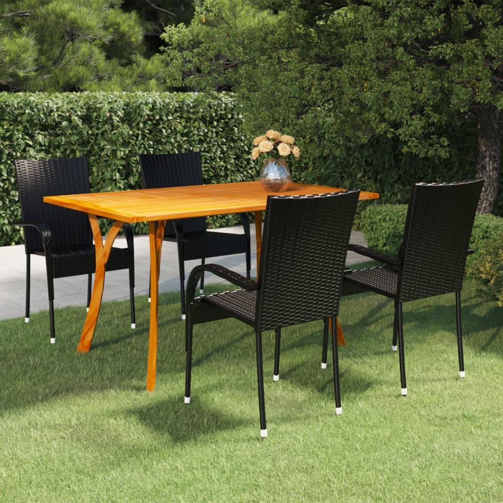 vidaXL 5-tlg. Garten-Essgruppe Schwarz