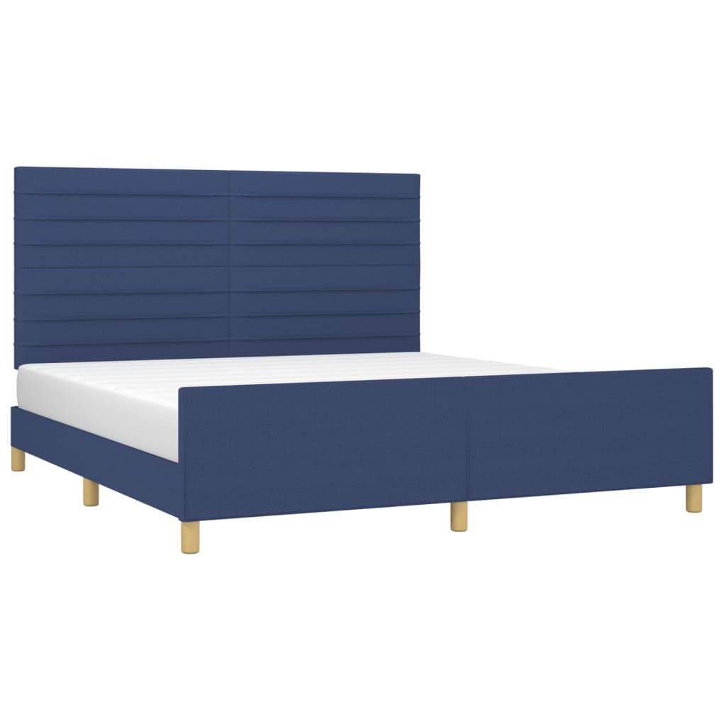 vidaXL Bettgestell ohne Matratze Blau 180x200 cm Stoff