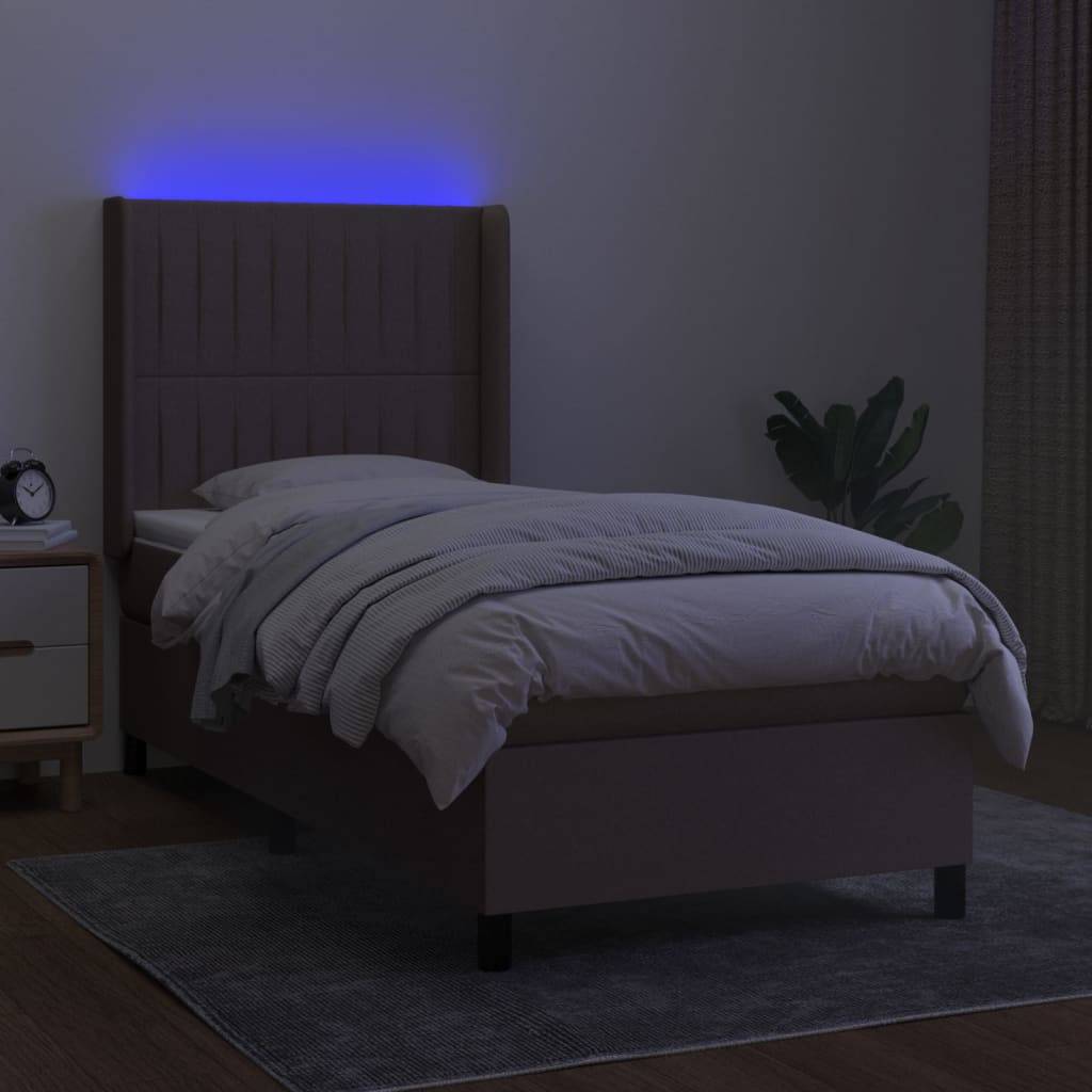 vidaXL Boxspringbett mit Matratze &amp; LED Taupe 80x200 cm Stoff