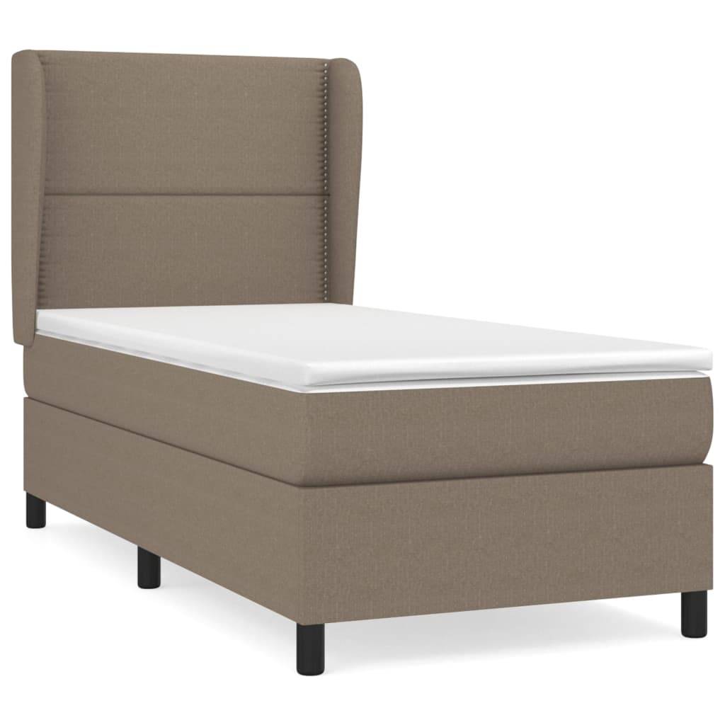 vidaXL Boxspringbett mit Matratze Taupe 90x200 cm Stoff
