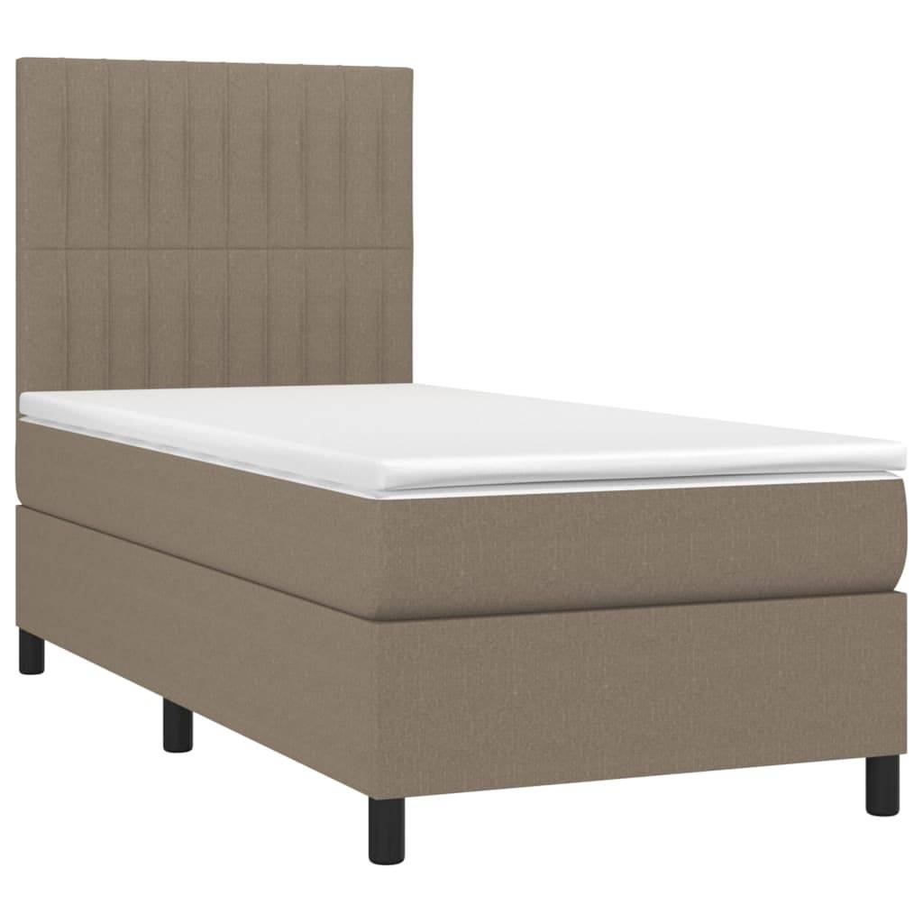 vidaXL Boxspringbett mit Matratze & LED Taupe 90x200 cm Stoff