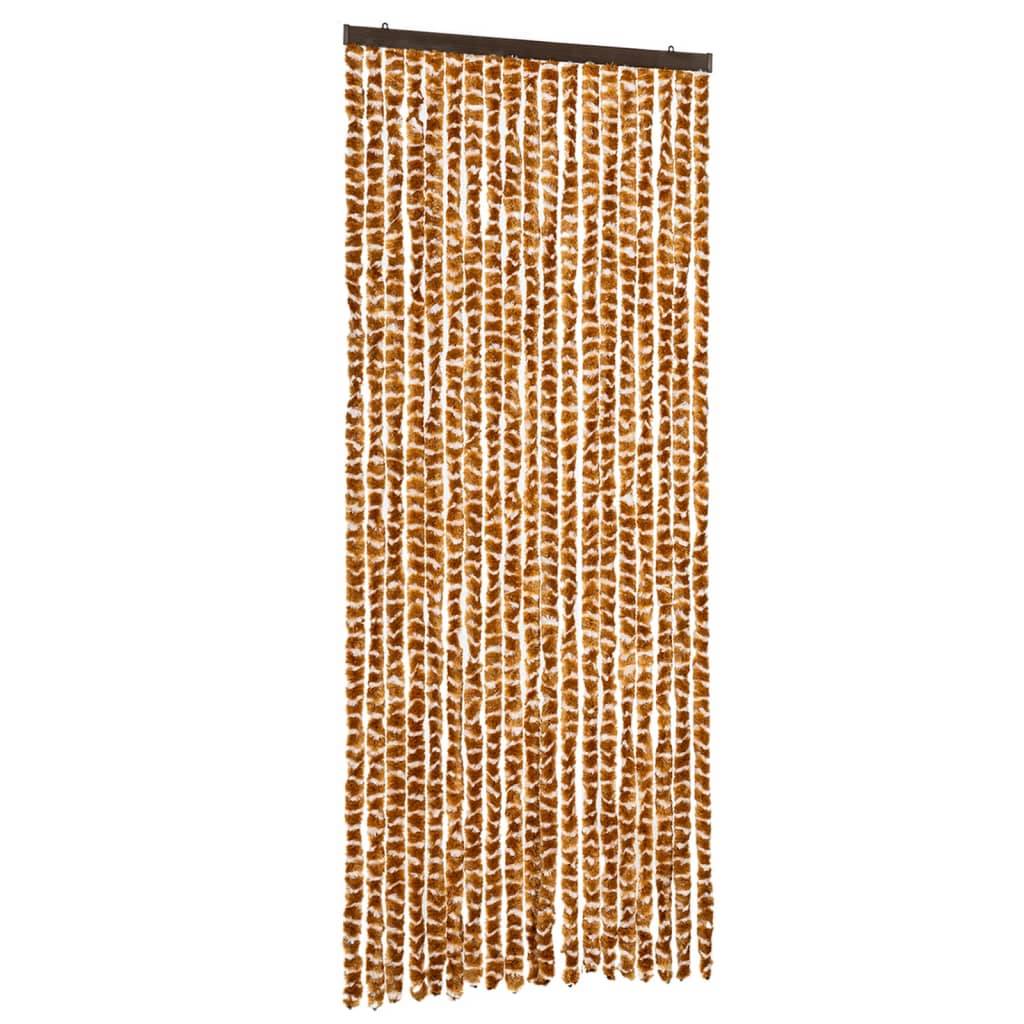 vidaXL Insektenschutz-Vorhang Ocker und Weiß 56x185 cm Chenille