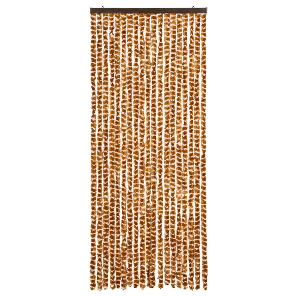vidaXL Insektenschutz-Vorhang Ocker und Weiß 56x185 cm Chenille