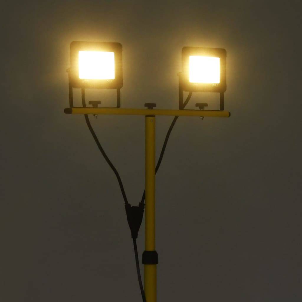 vidaXL LED-Fluter mit Stativ 2x50 W Warmweiß