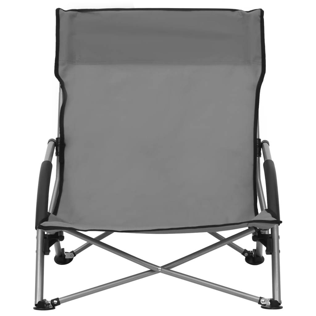 vidaXL Klappbare Strandstühle 2 Stk. Grau Stoff