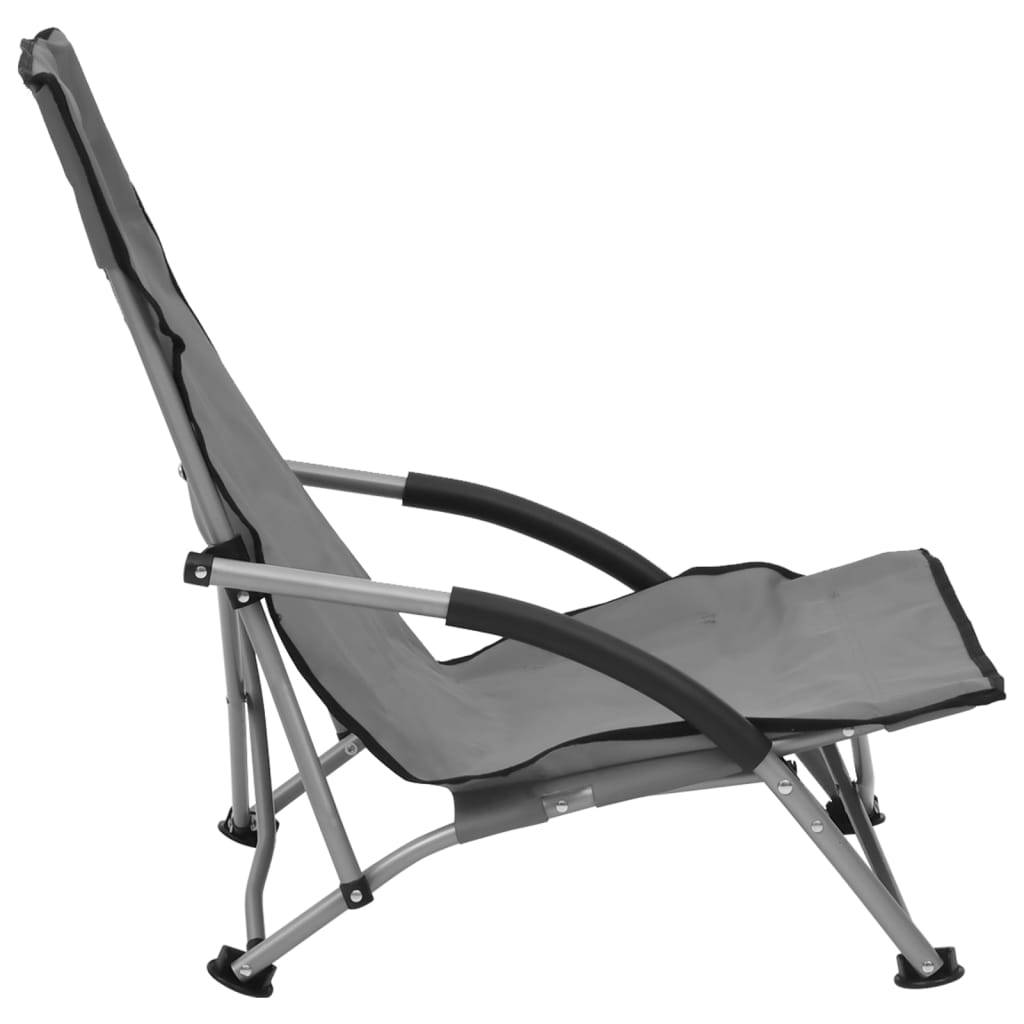 vidaXL Klappbare Strandstühle 2 Stk. Grau Stoff
