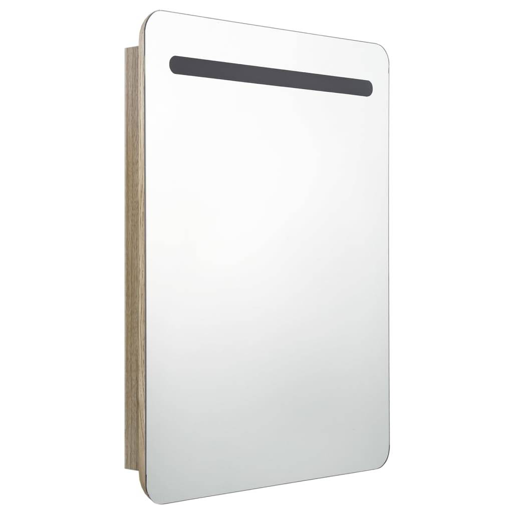 vidaXL LED-Bad-Spiegelschrank Eichen-Optik 60x11x80 cm