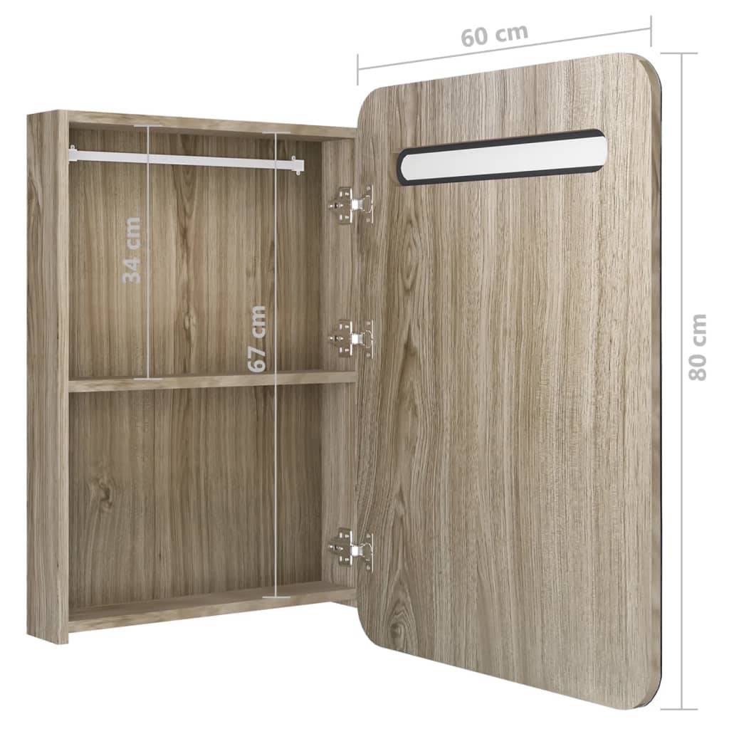 vidaXL LED-Bad-Spiegelschrank Eichen-Optik 60x11x80 cm