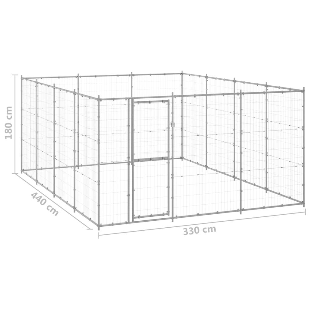 vidaXL Outdoor-Hundezwinger Verzinkter Stahl 14,52 m²
