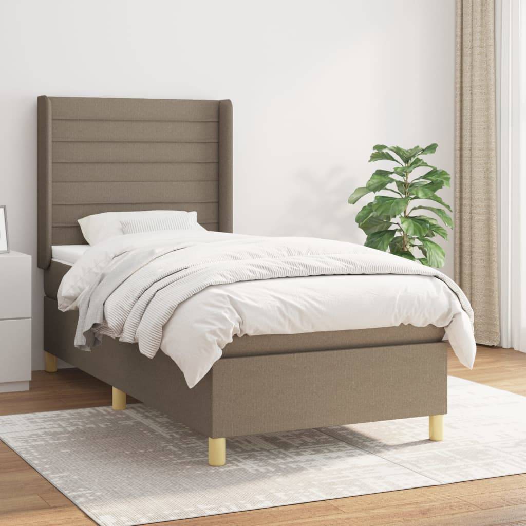 vidaXL Boxspringbett mit Matratze Taupe 80x200 cm Stoff