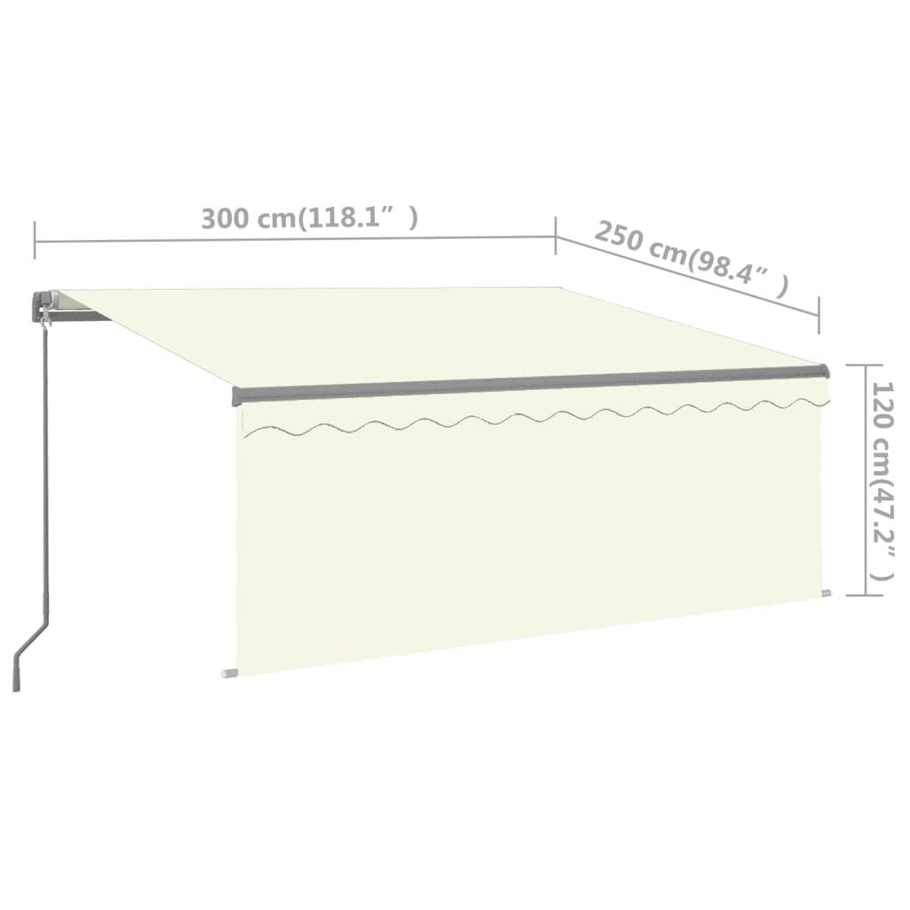 vidaXL Markise Manuell Einziehbar mit Rollo & LED 3x2,5 m Creme