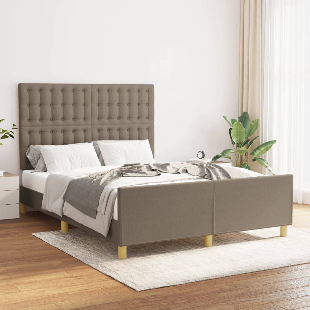 vidaXL Bettgestell ohne Matratze Taupe 140x190 cm Stoff