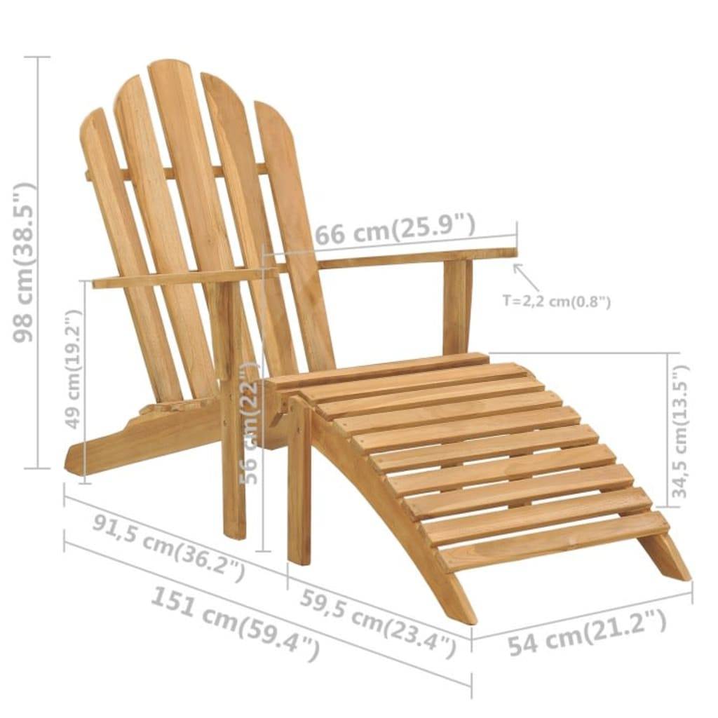 vidaXL Adirondack-Stuhl mit Fußteil Massivholz Teak
